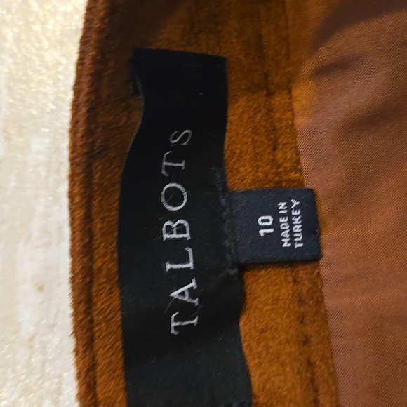 Talbot's Caramel Brown Faux Suede Stylish Pencil Skirt - Picture 4 of 7